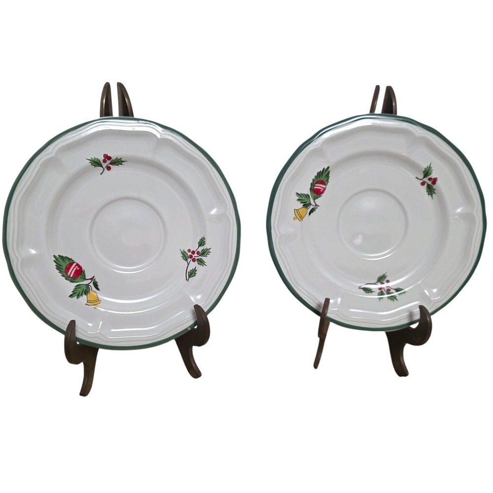 International China Company Tradition Stoneware Christmas Saucers Set of‎ 2